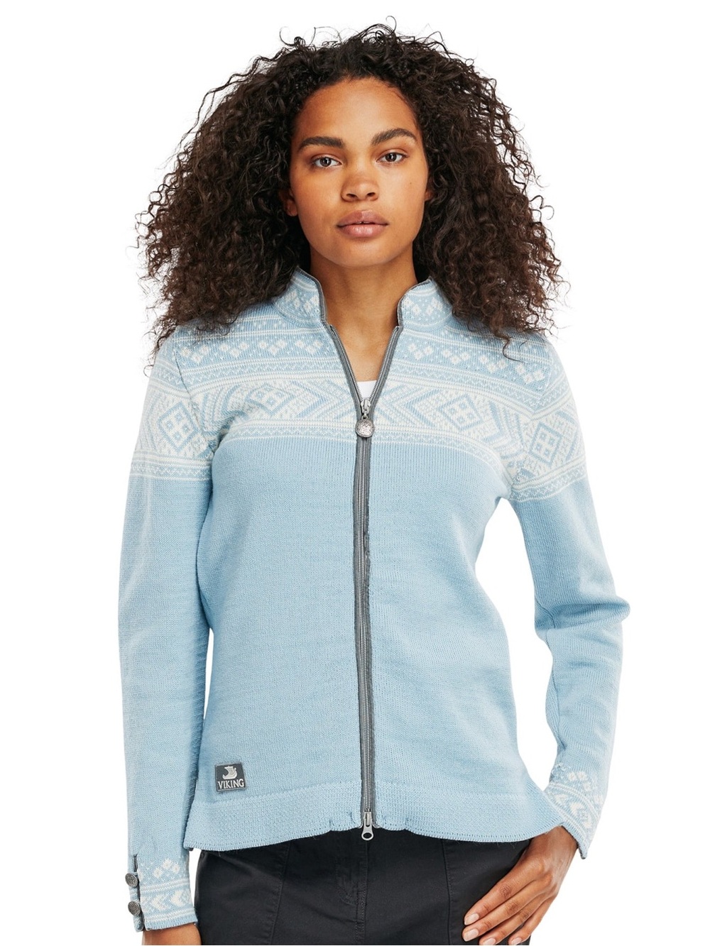 Dale of Norway Viking Karine Sweater in Ice Blue Offwhite Size M